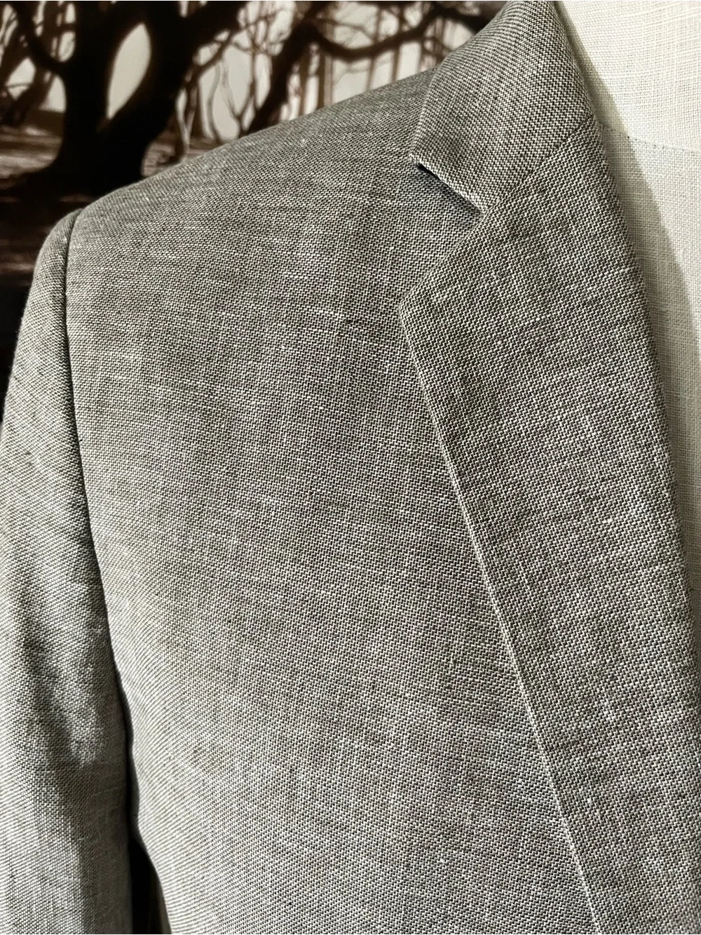 Banana Republic Light Gray Linen/ Cotton Blend Single-Breasted Blazer